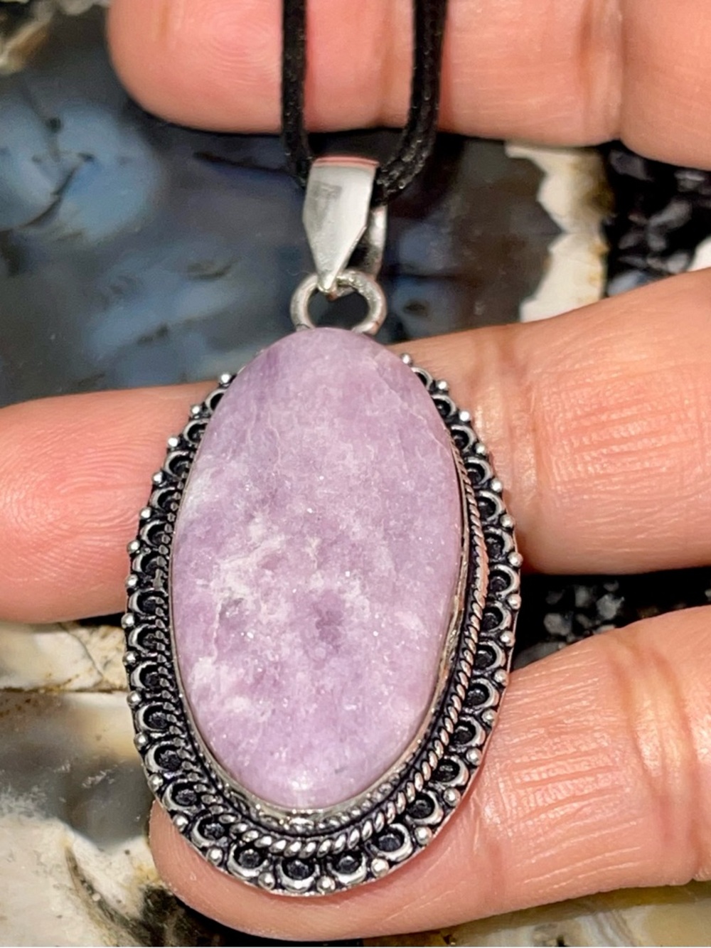 Lelalite “The Peace Stone” Lepidolite Crystal Pendant 2 1/2”